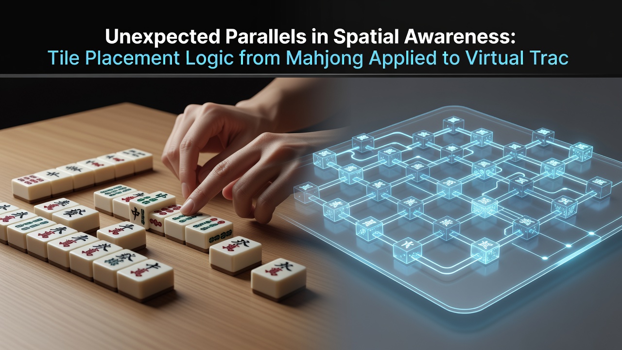 Virtuel racerbane med lagdelte kurver og visuelle mønstre inspireret af mahjong-strukturer